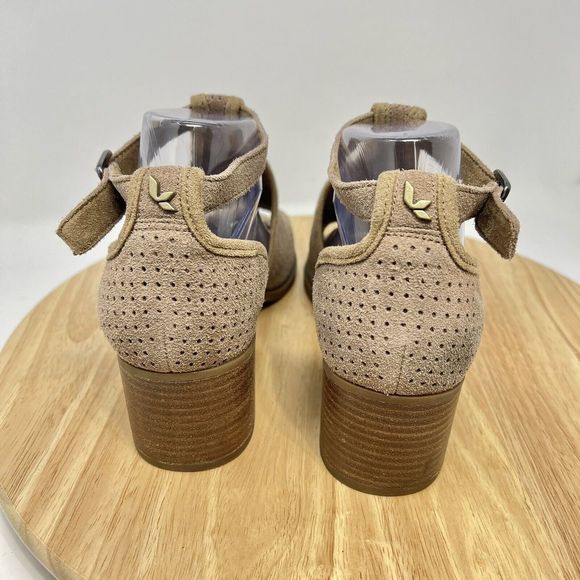 Koolaburra By UGG Shoes Tan Ashlyn Perforated Suede Heeled Sandal Size 10 - Picture 2 of 11